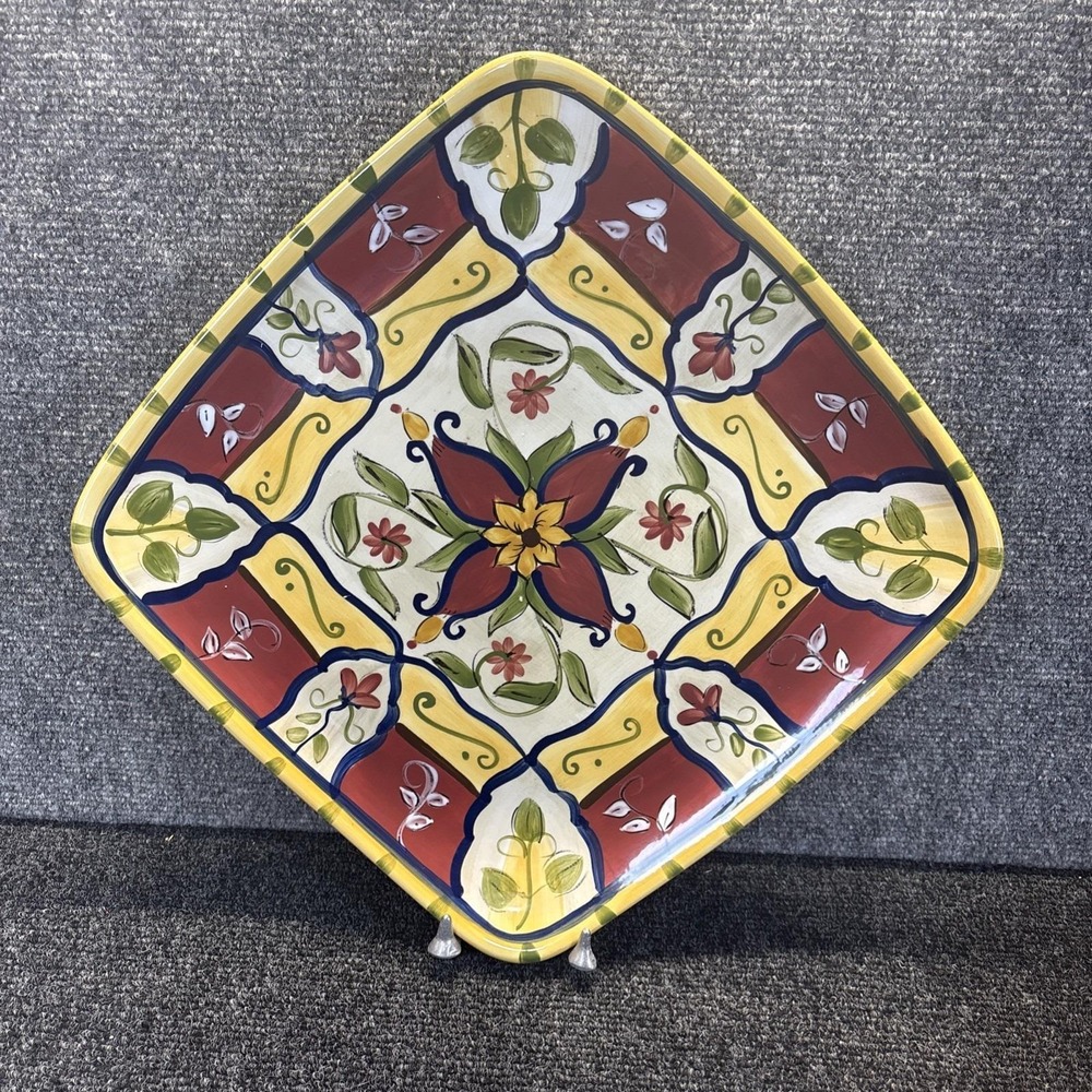 Pier One Vallarta Large Serving Dish Square Hand Painted Earthenware